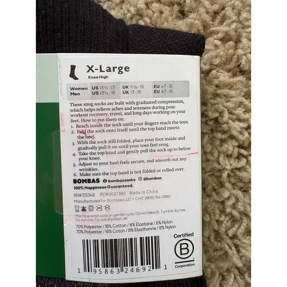 NEW! Bombas Unisex Compression Knee High Socks 20-30mmHg X-Large Black Bee Theme